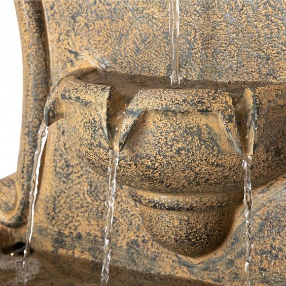 Glitzhome Glitzhome 25.75"H Antique European Style Multi-Tiered Faux Granite Sculptural Polyresin Outdoor Wall Fountain With Pump And LED Light (KD)