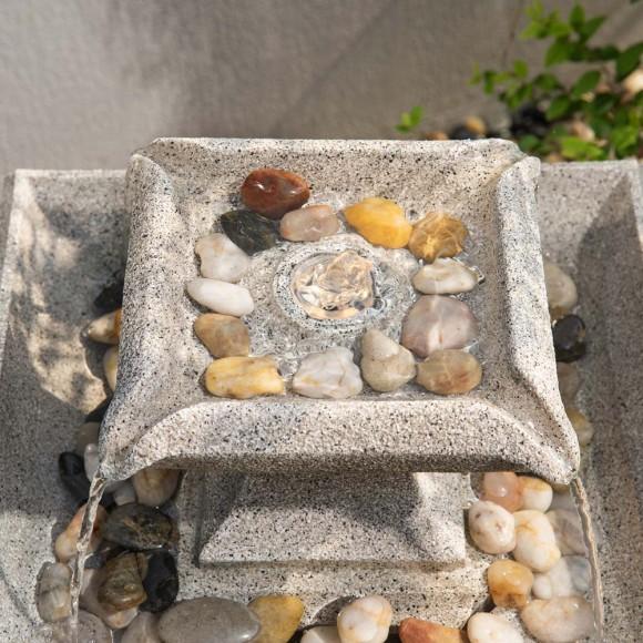 Glitzhome Glitzhome 25.75"H Modern And Minimalist Pedestal 2-Tier Polyresin Outdoor Fountain With LED Light And Pump