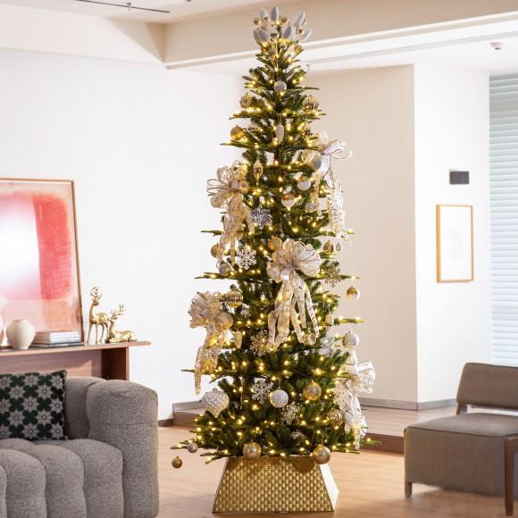 Glitzhome Glitzhome 25.75"L Trapezoid Gold Metal Weave Tree Collar (KD)
