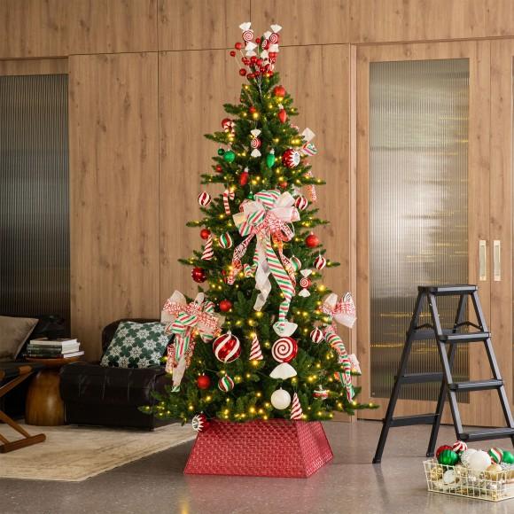 Glitzhome Glitzhome 25.75"L Trapezoid Red Metal Weave Tree Collar (KD)