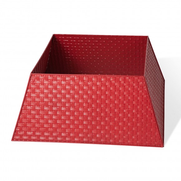 glitzhome Glitzhome 25.75"L Trapezoid Red Metal Weave Tree Collar (KD)