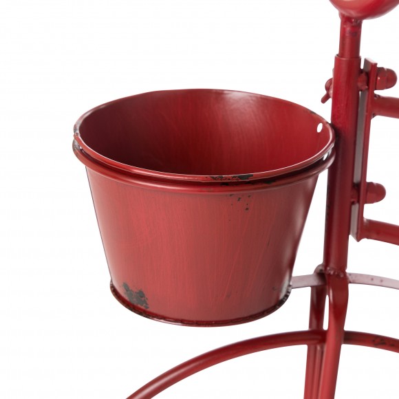 Glitzhome Glitzhome 25.98" H Hand Painted Red Metal Standing Bicycle Plant Stand