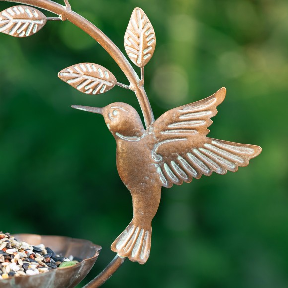 Glitzhome Glitzhome 25"H Metal Faux Copper Patina Finish Hummingbird Hanging Birdfeeder(KD)