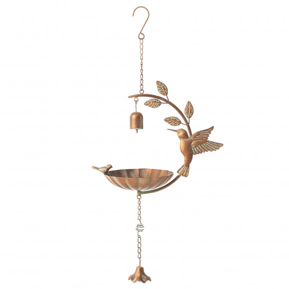 glitzhome Glitzhome 25"H Metal Faux Copper Patina Finish Hummingbird Hanging Birdfeeder(KD)