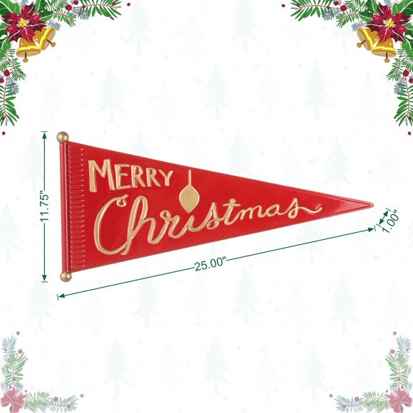 Glitzhome Glitzhome 25"L Metal "MERRY CHRISTMAS" Pennant Wall Decor