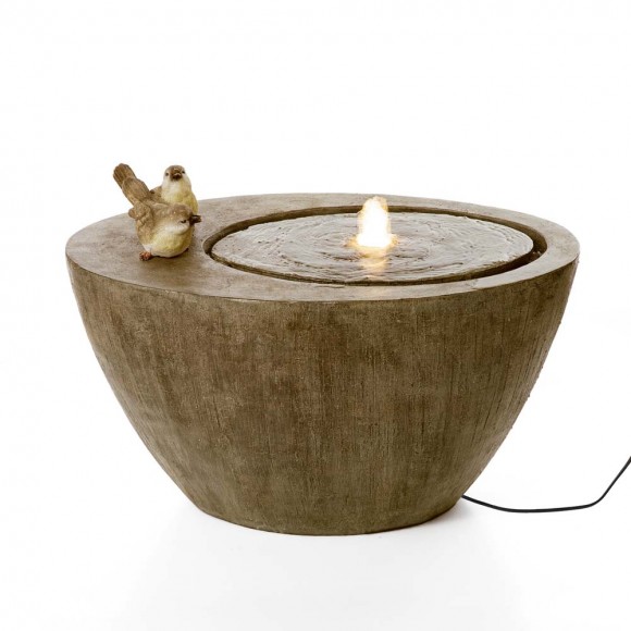 glitzhome Glitzhome 25"L Polyresin Spring Birds Outdoor Fountain With Pump and LED Light (KD)