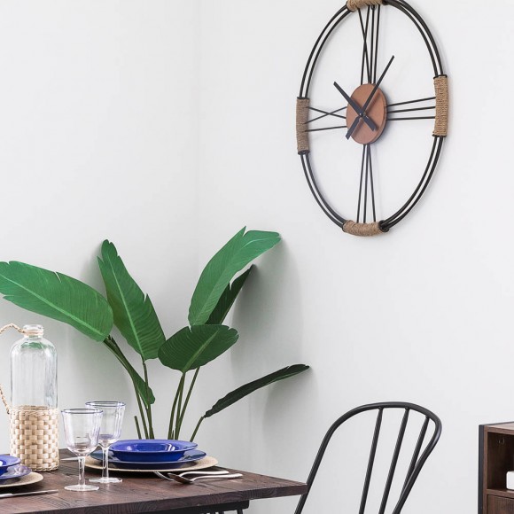 Glitzhome Glitzhome 26.77"D Farmhouse Metal And Rope Wall Clock