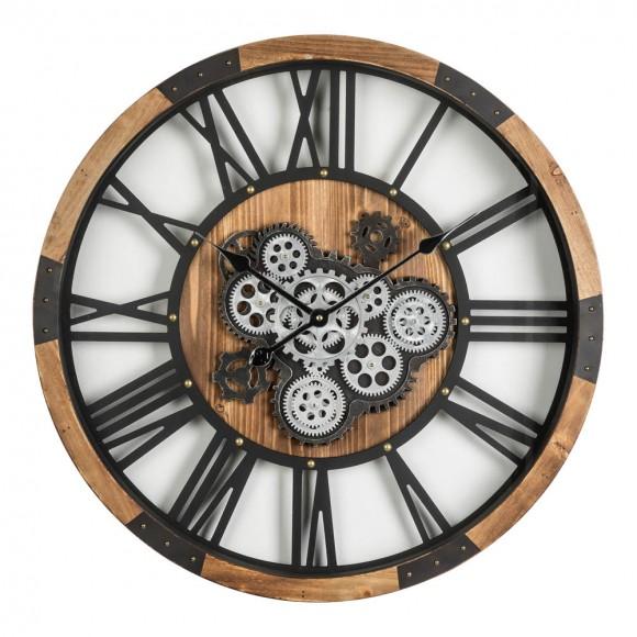 glitzhome Glitzhome 26.77"D Industrial Wooden/Metal Round Gear Wall Clock with Tempered Glass