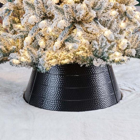 Glitzhome Glitzhome 26"D Black Hammered Metal Tree Collar