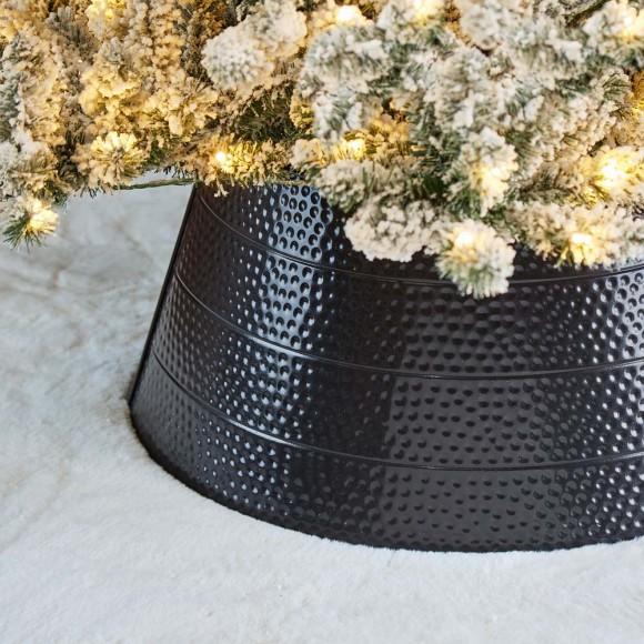 Glitzhome Glitzhome 26"D Black Hammered Metal Tree Collar