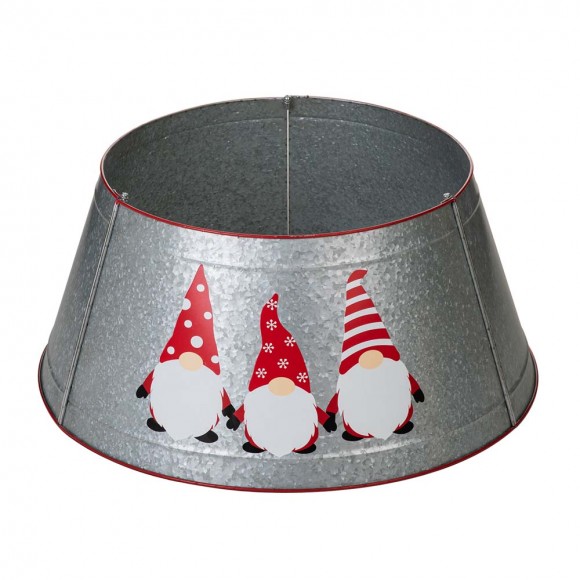 glitzhome Glitzhome 26"D Christmas Galvanized Metal Gnomes Tree Collar