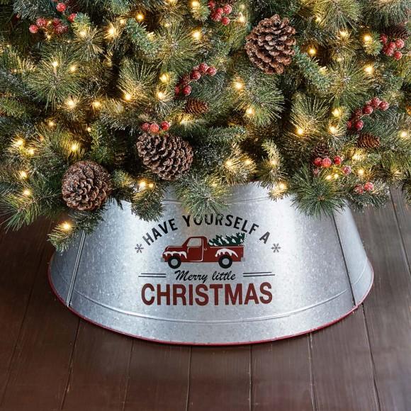 Glitzhome Glitzhome 26"D Galvanized Metal Tree Collar With Truck Motif