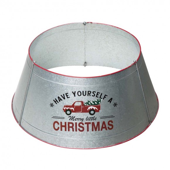 glitzhome Glitzhome 26"D Galvanized Metal Tree Collar with Truck Motif