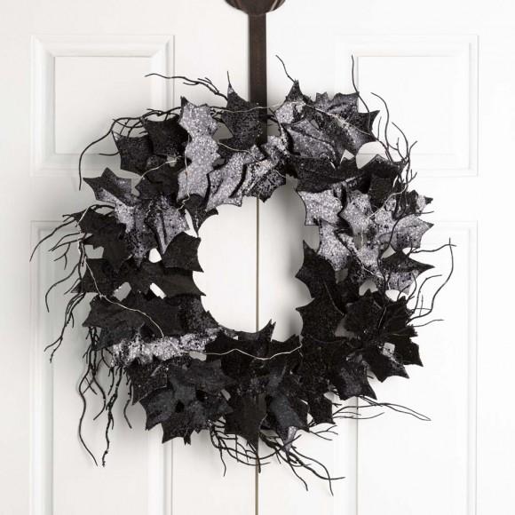 Glitzhome Glitzhome 26"D Lighted Halloween Bat Wreath