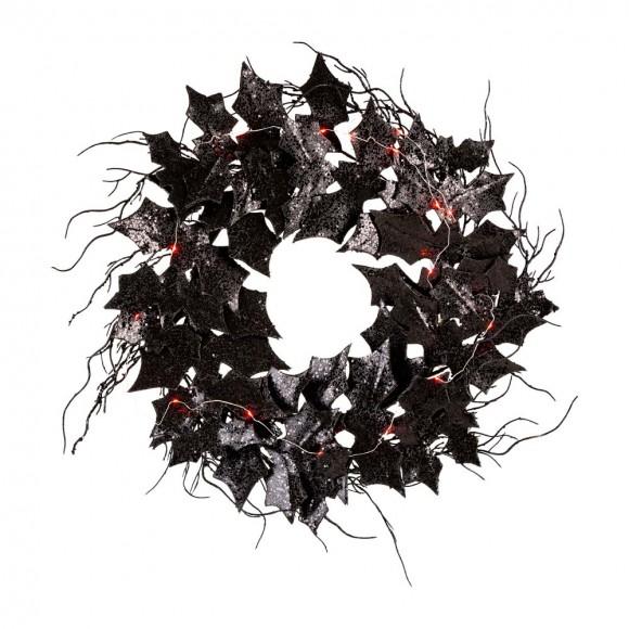 glitzhome Glitzhome 26"D Lighted Halloween Bat Wreath