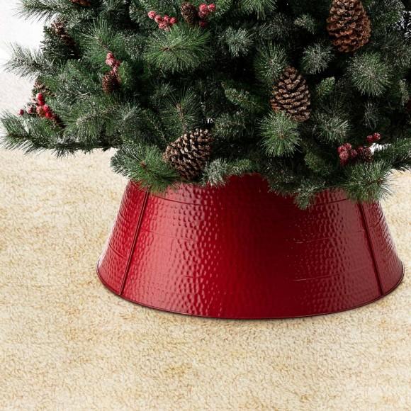 Glitzhome Glitzhome 26"D Red Hammer-harden Metal Tree Collar