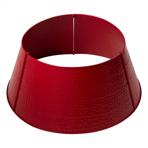 glitzhome Glitzhome 26"D Red Hammer-harden Metal Tree Collar