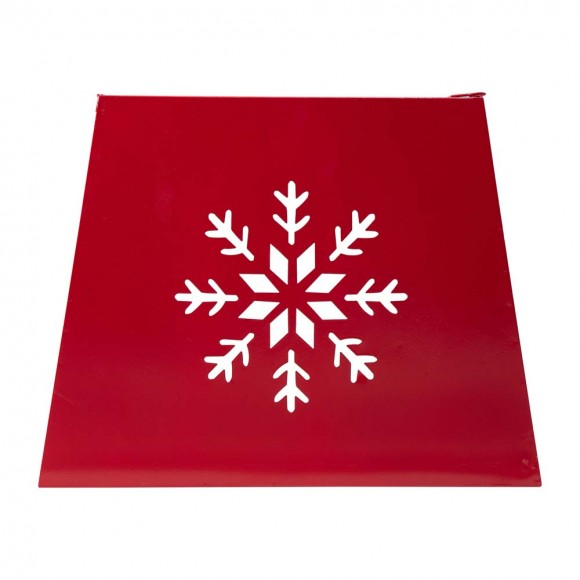 Glitzhome Glitzhome 26"D Red Hexagonal Metal Cutout Snowflake Tree Collar With Light String