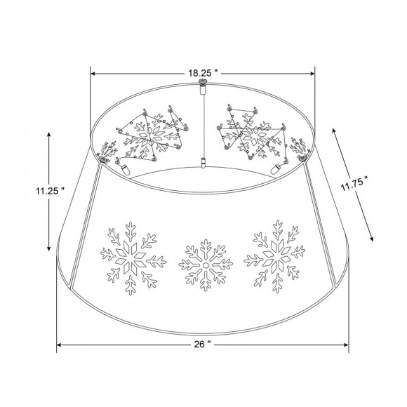 Glitzhome Glitzhome 26"D Snowflake Die Cut Metal Tree Collar With Light String