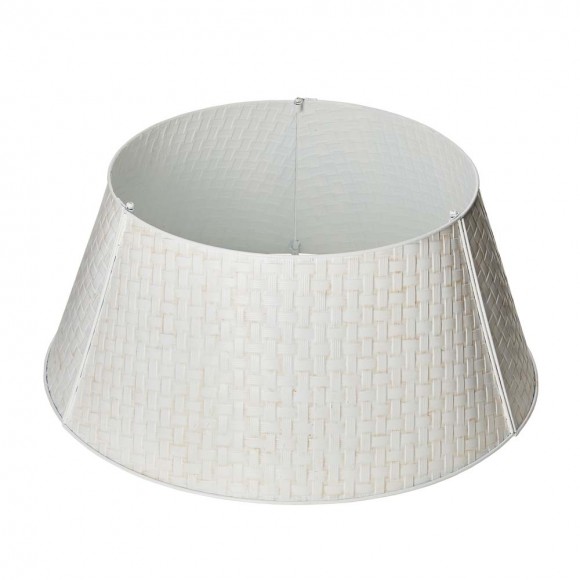 glitzhome Glitzhome 26"D Washed White Metal Woven Tree Collar
