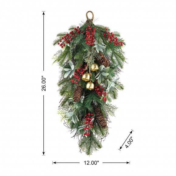 Glitzhome Glitzhome 26"H Berry Pinecone And Bell Teardrop