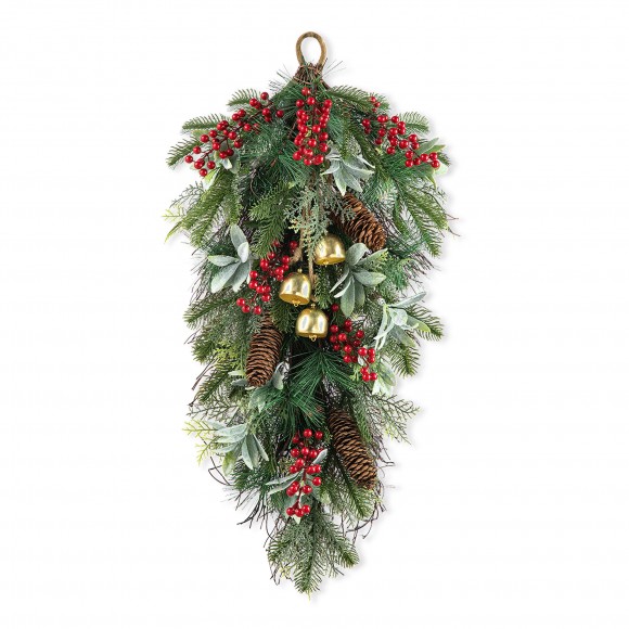glitzhome Glitzhome 26"H Berry Pinecone and Bell Teardrop