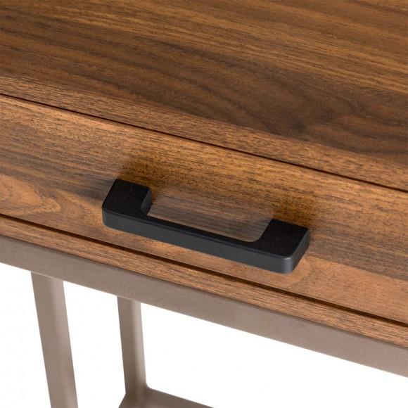 Glitzhome Glitzhome 26"H Modern Industrial Brown Wood/Metal C Side & End Table With A Drawer And 2 USB Charging Ports