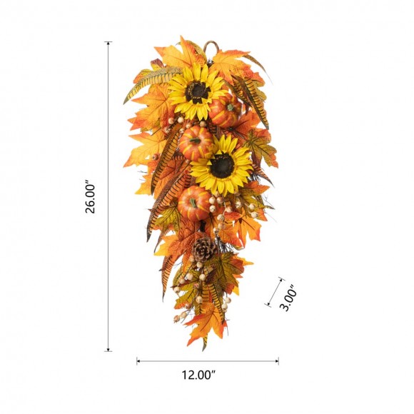 Glitzhome Glitzhome 26"H Sunflower Pumpkin Leaf Swag