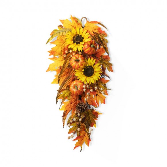 glitzhome Glitzhome 26"H Sunflower Pumpkin Leaf Swag