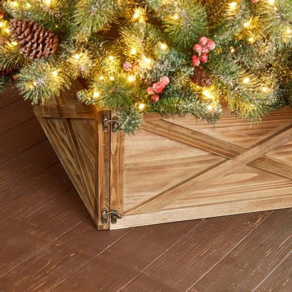 Glitzhome Glitzhome 26"L Natural Wooden Christmas Tree Collar