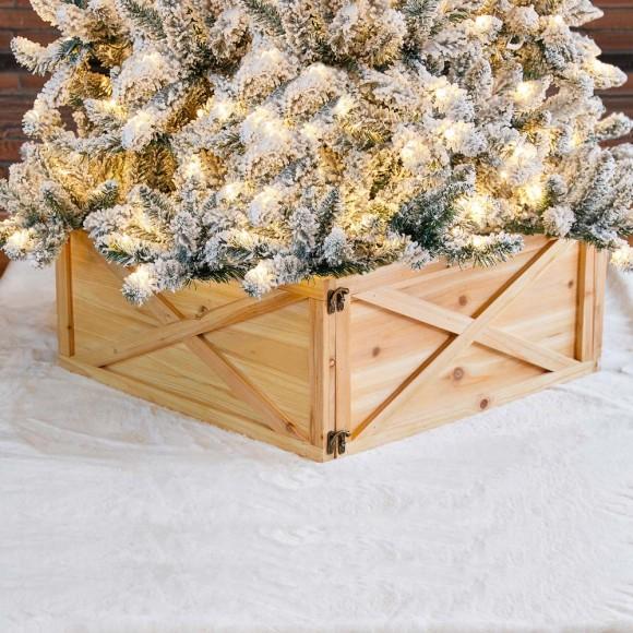Glitzhome Glitzhome 26"L Natural Wooden Christmas Tree Collar