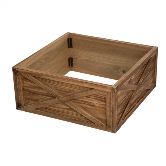 glitzhome Glitzhome 26"L Natural Wooden Christmas Tree Collar