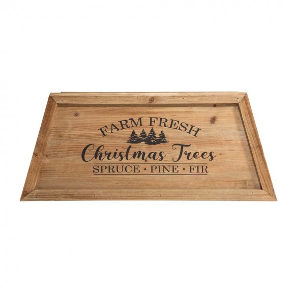 Glitzhome Glitzhome 26"L Natural Wooden Trapezoid Farm Fresh Christmas Tree Collar