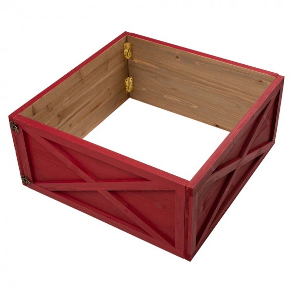 glitzhome Glitzhome 26"L Red Wooden Christmas Tree Collar