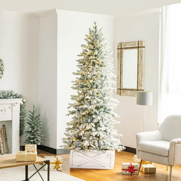 Glitzhome Glitzhome 26"L Washed White Wooden Tree Collar(KD)
