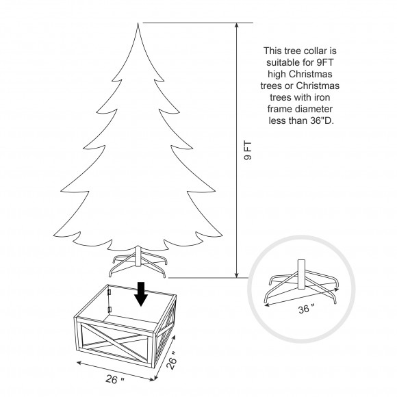 Glitzhome Glitzhome 26"L Washed White Wooden Tree Collar(KD)
