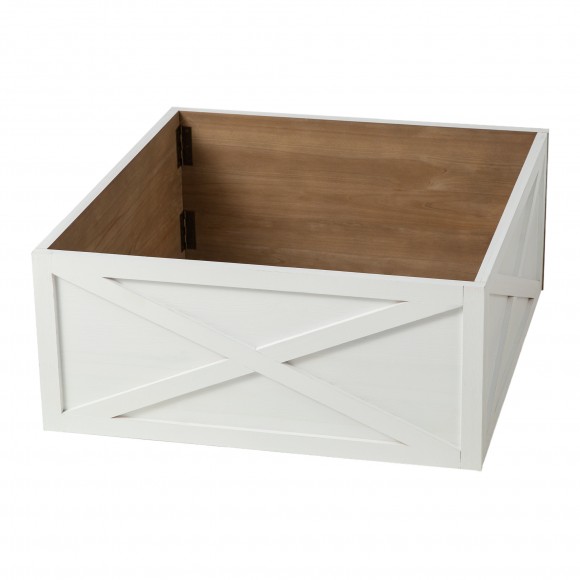 glitzhome Glitzhome 26"L Washed White Wooden Tree Collar(KD)