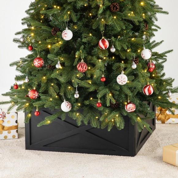 Glitzhome Glitzhome 26"L X 26"W Washed Black Wooden Tree Collar(KD)