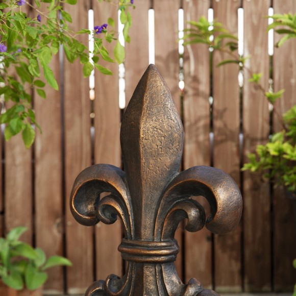 Glitzhome Glitzhome 27.25"H MgO Bronze Standing Fleur De Lis Garden Statue