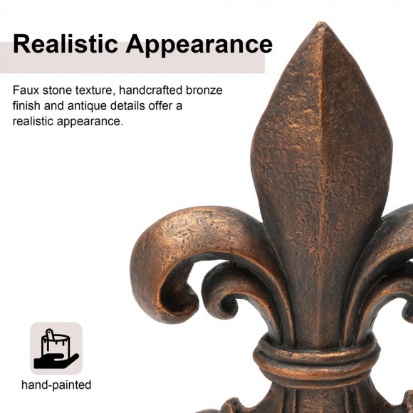 Glitzhome Glitzhome 27.25"H MgO Bronze Standing Fleur De Lis Garden Statue