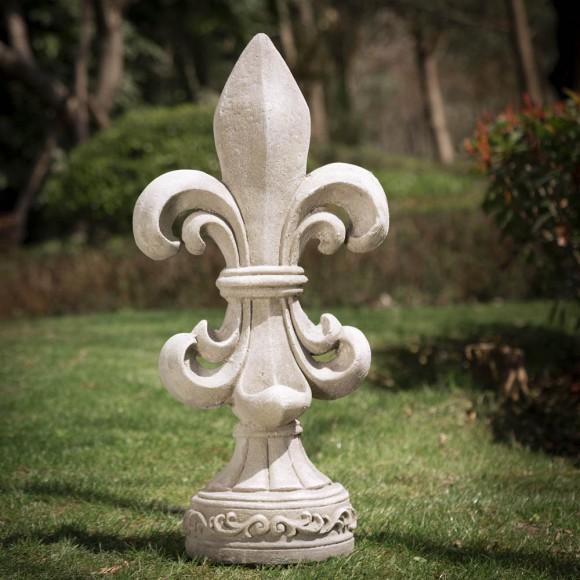 Glitzhome Glitzhome 27.25"H MGO Standing Fleur De Lis Garden Statue