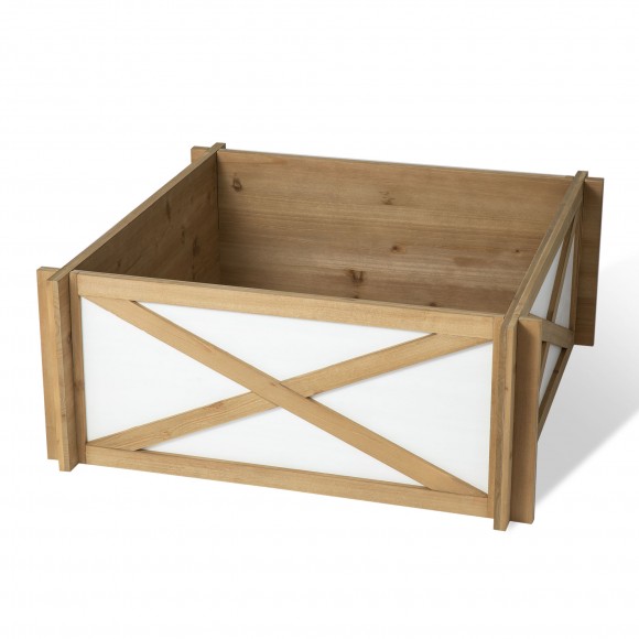 glitzhome Glitzhome 27.5"L Natural & White Wooden Tree Collar (KD)