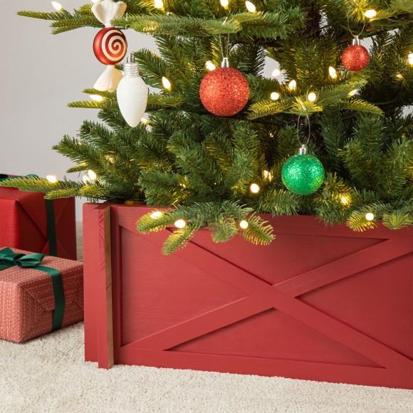 Glitzhome Glitzhome 27.5"L Red Wooden Tree Collar (KD)