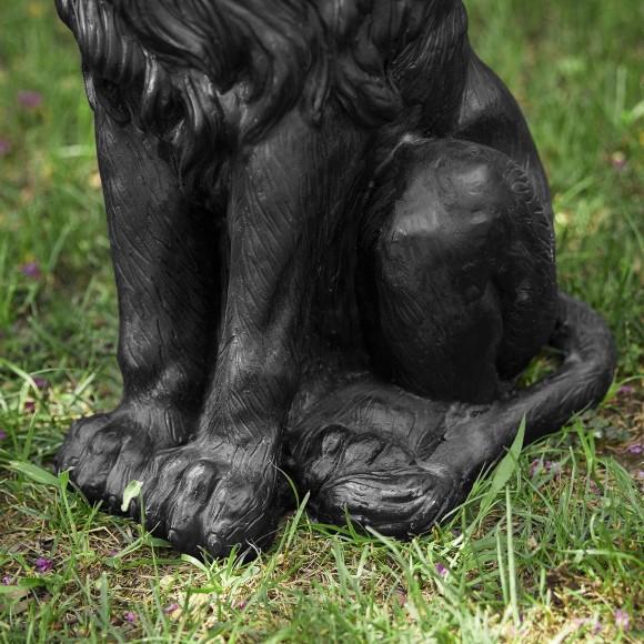 Glitzhome Glitzhome 27.75"H Oversized MGO Black Guardian Sitting Lion Garden Statue