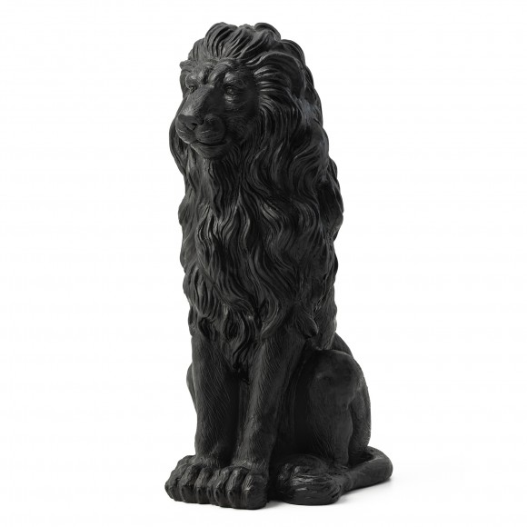 Glitzhome Glitzhome 27.75"H Oversized MGO Black Guardian Sitting Lion Garden Statue