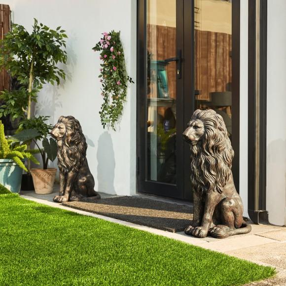 Glitzhome Glitzhome 27.75"H Oversized MGO Bronze Sitting Lion Garden Statue