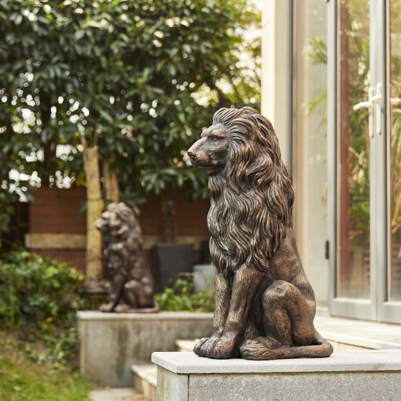 Glitzhome Glitzhome 27.75"H Oversized MGO Bronze Sitting Lion Garden Statue