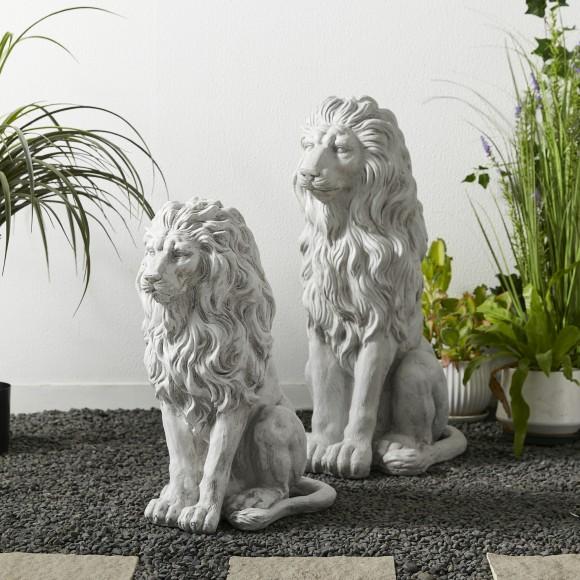 Glitzhome Glitzhome 27.75"H Oversized MGO White Guardian Sitting Lion Garden Statue