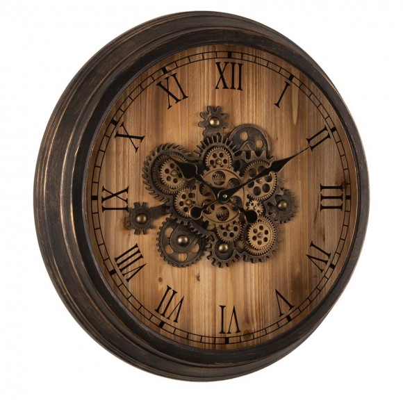 Glitzhome Glitzhome 27.76"D Vintage Industrial Oversized Wooden/Metal Wall Clock With Moving Gears