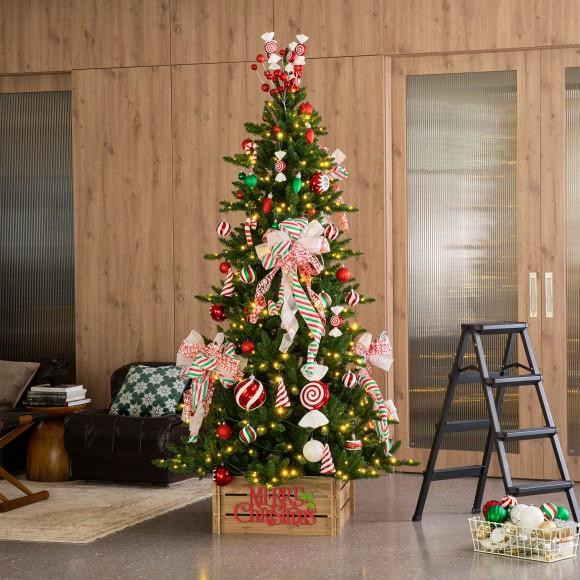 Glitzhome Glitzhome 27"L Natural Wooden "MERRY CHRISTMAS" Solid Wood Crate Tree Collar (KD)